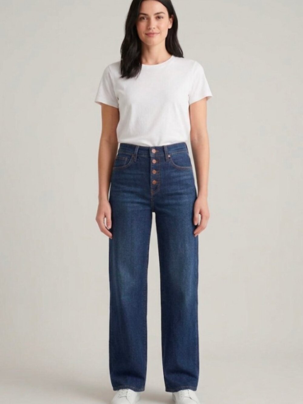 J. Crew Factory Slim Wide Leg Jeans High Rise Dark Wash Button Fly Size 26/0-2